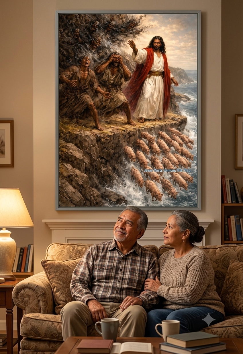 Jesus Casts Demons into Pigs